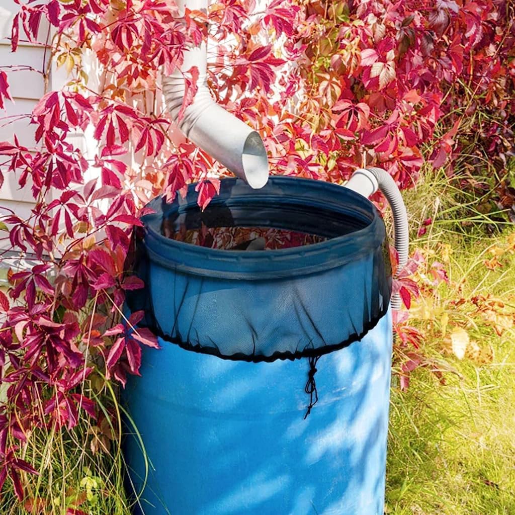 HASTHIP 2Pcs Mesh Cover for Rain Harvesting Barrels, 85cm Diameter Polyester Barrel Netting with Drawstring Closure for Water Buckets Tank Protection HASTHIP 2Pcs Mesh Cover for Rain Harvesting Barrels, 85cm Diameter Polyester Barrel Netting with Drawstring Closure for Water Buckets Tank Protection